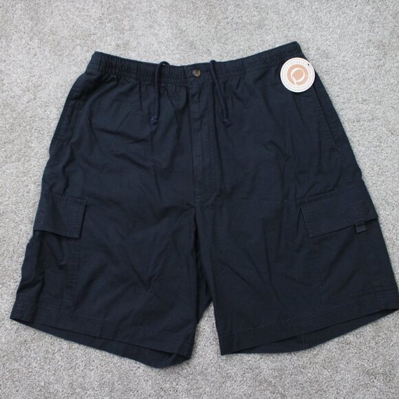 Haggar Chino Shorts NWT Men 34 Navy Blue The Weekend Cargo Relaxed Fit 9" inseam - Picture 1 of 13